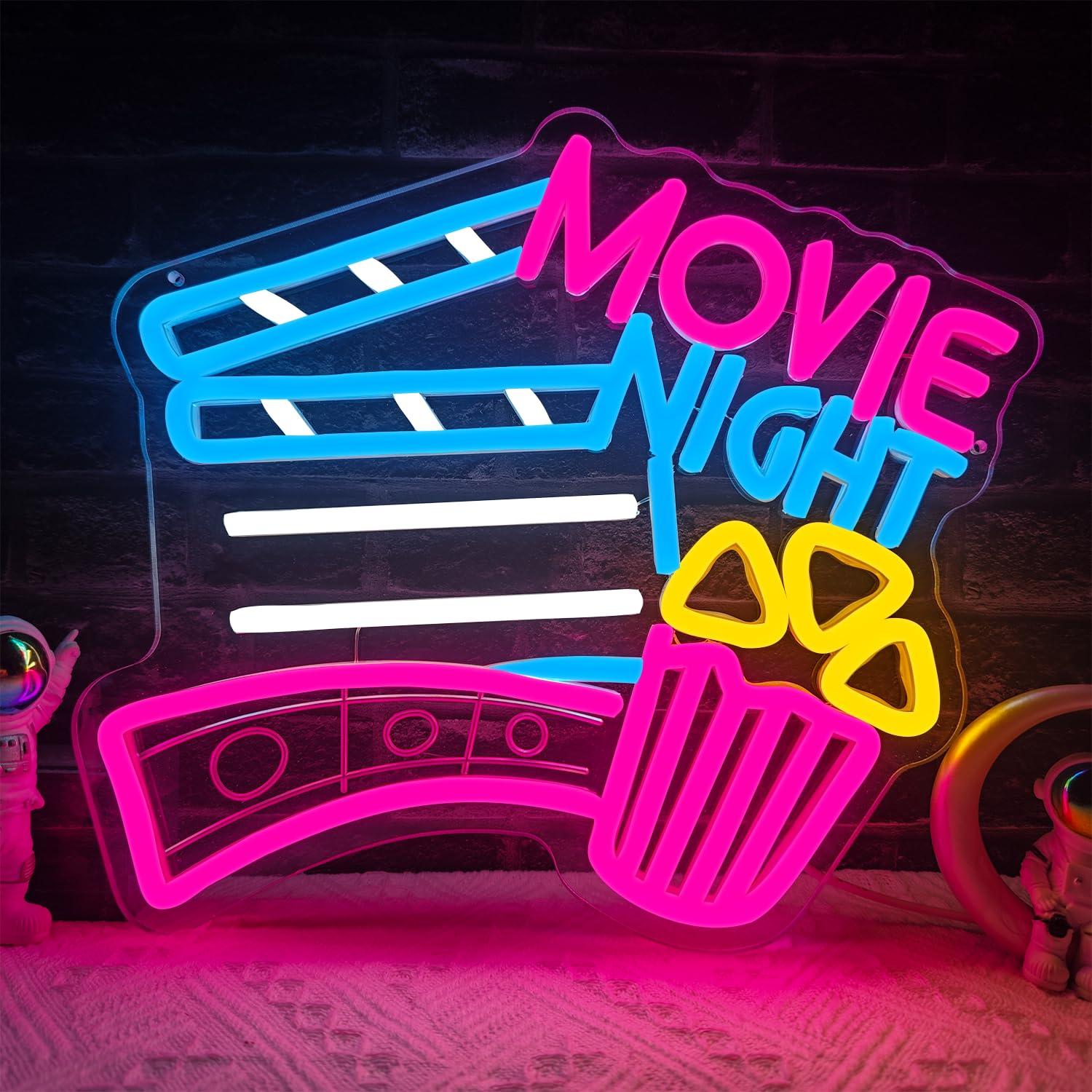 Home Cinema Night - Panneau lumineux néon 