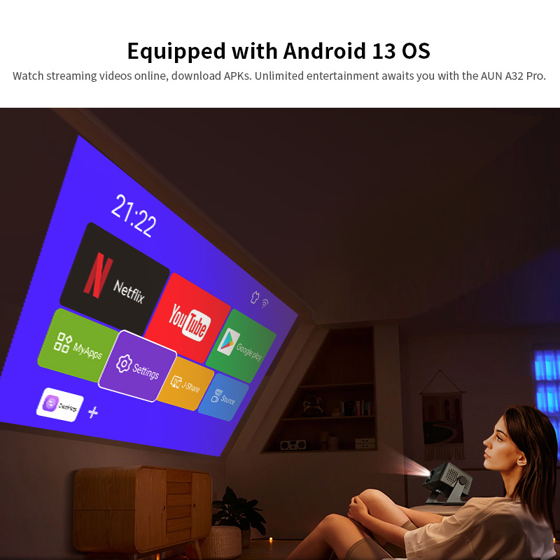 AUN A32 Pro Android 13 project - Home Cinema Night avis et prix
